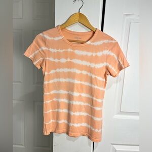 Lands End 100% Cotton Tie Dye Short Sleeve Shirt Women’s XS Orange